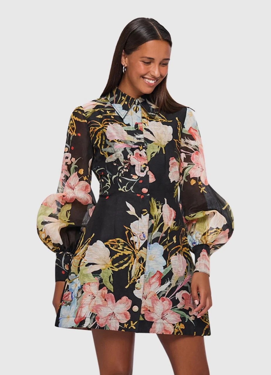 Leo Lin Luminous Silk Mini Dress - Opulent Print in Mystic - Image 2