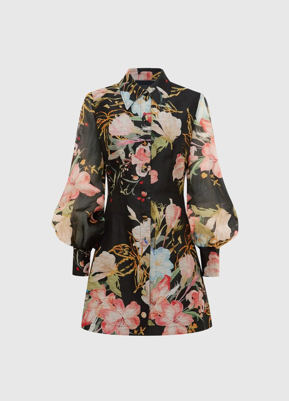 Leo Lin Luminous Silk Mini Dress - Opulent Print in Mystic - Image 6