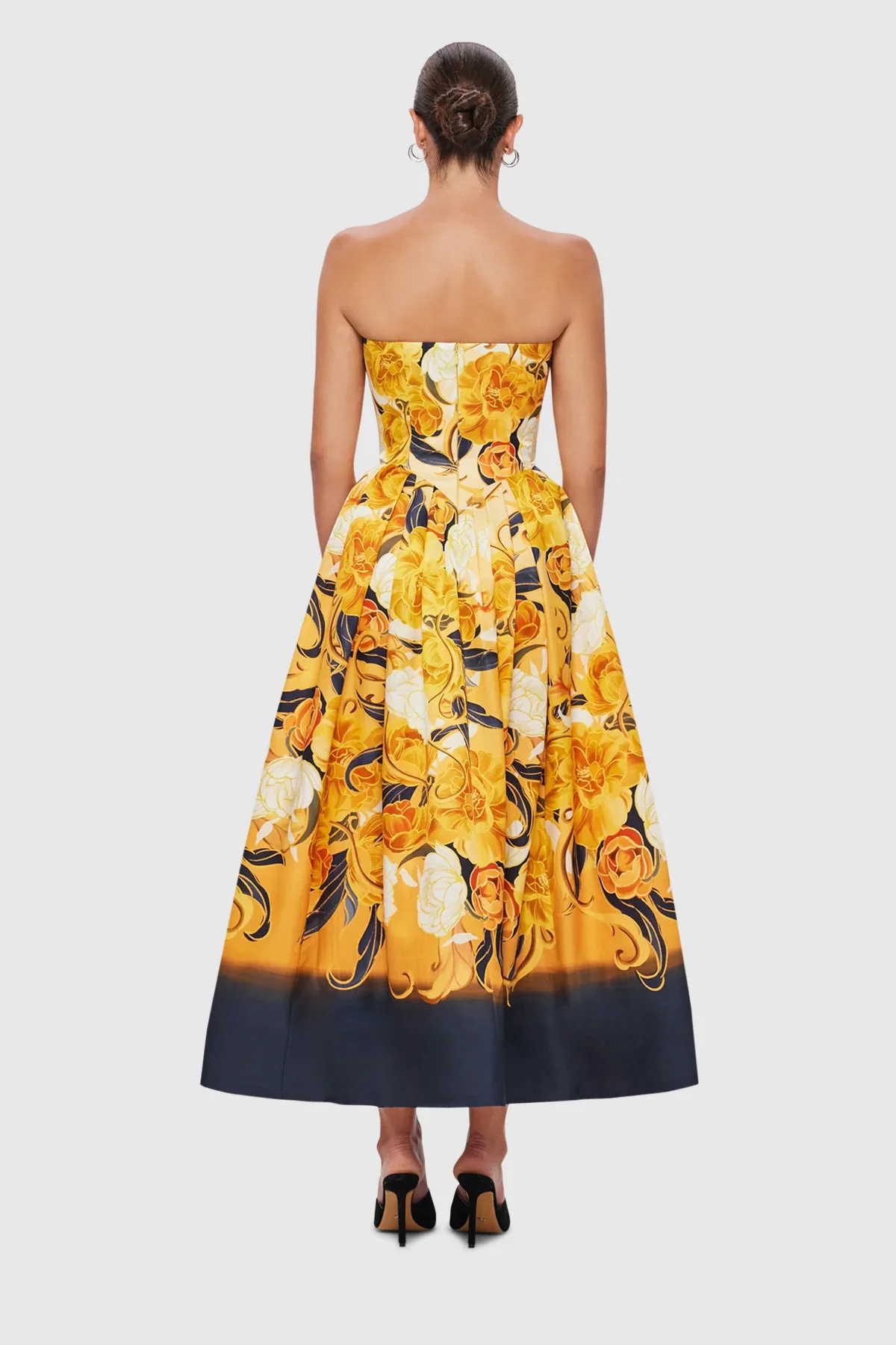 Leo Lin Lynn Bustier Midi Dress - Adorn Print in Royal - Image 4