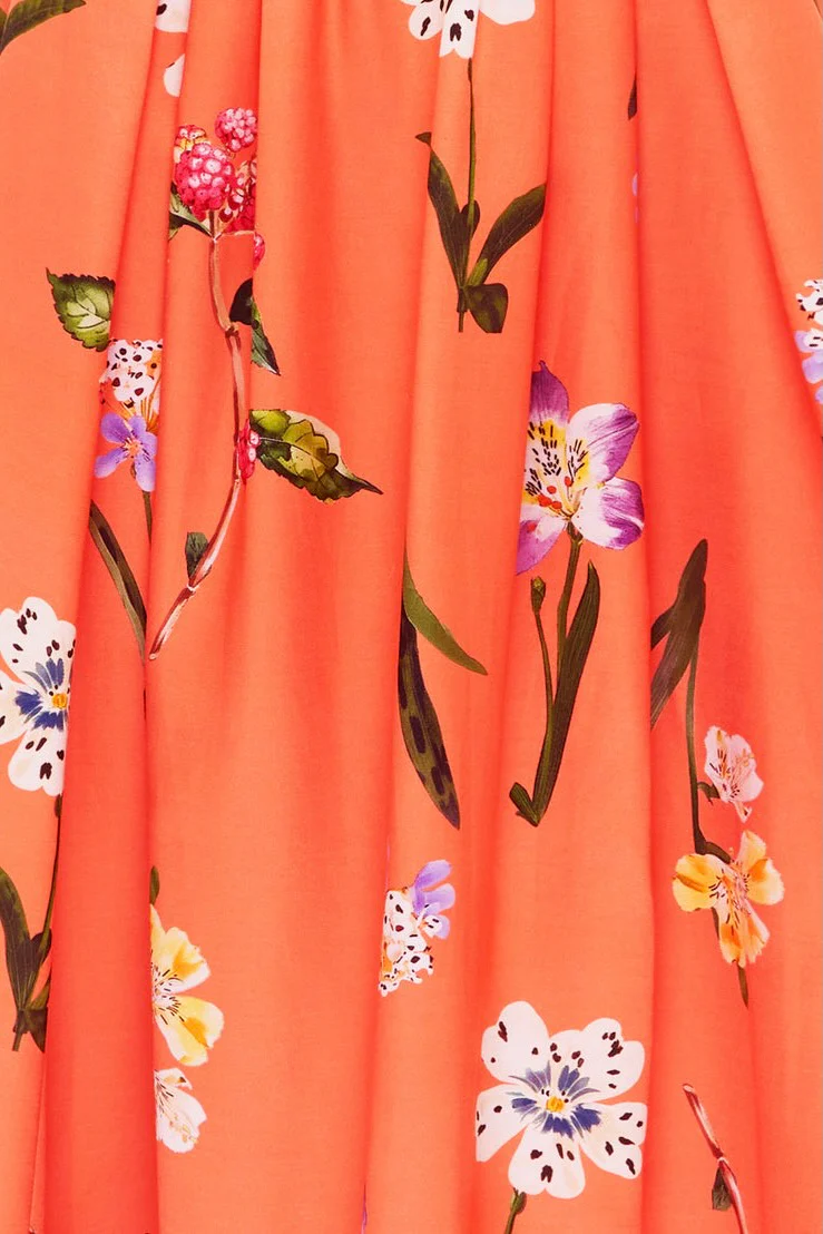 Leo Lin Lynn Bustier Midi Dress - Wild Flower in Coral - Image 5