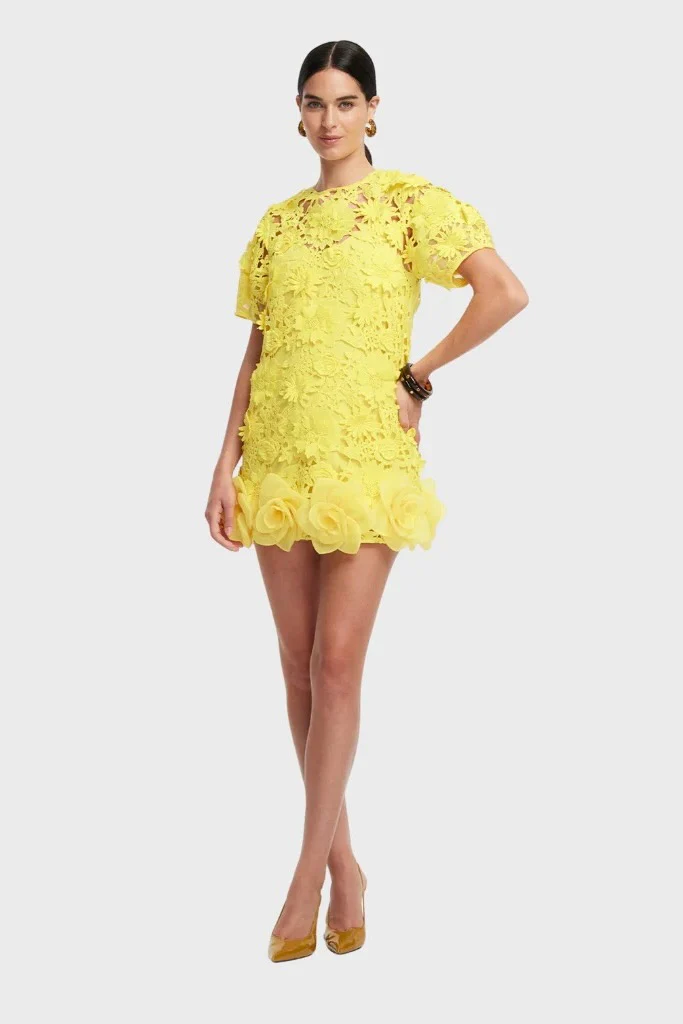 Leo Lin Maggie Lace Mini Dress - Sunshine - Image 2