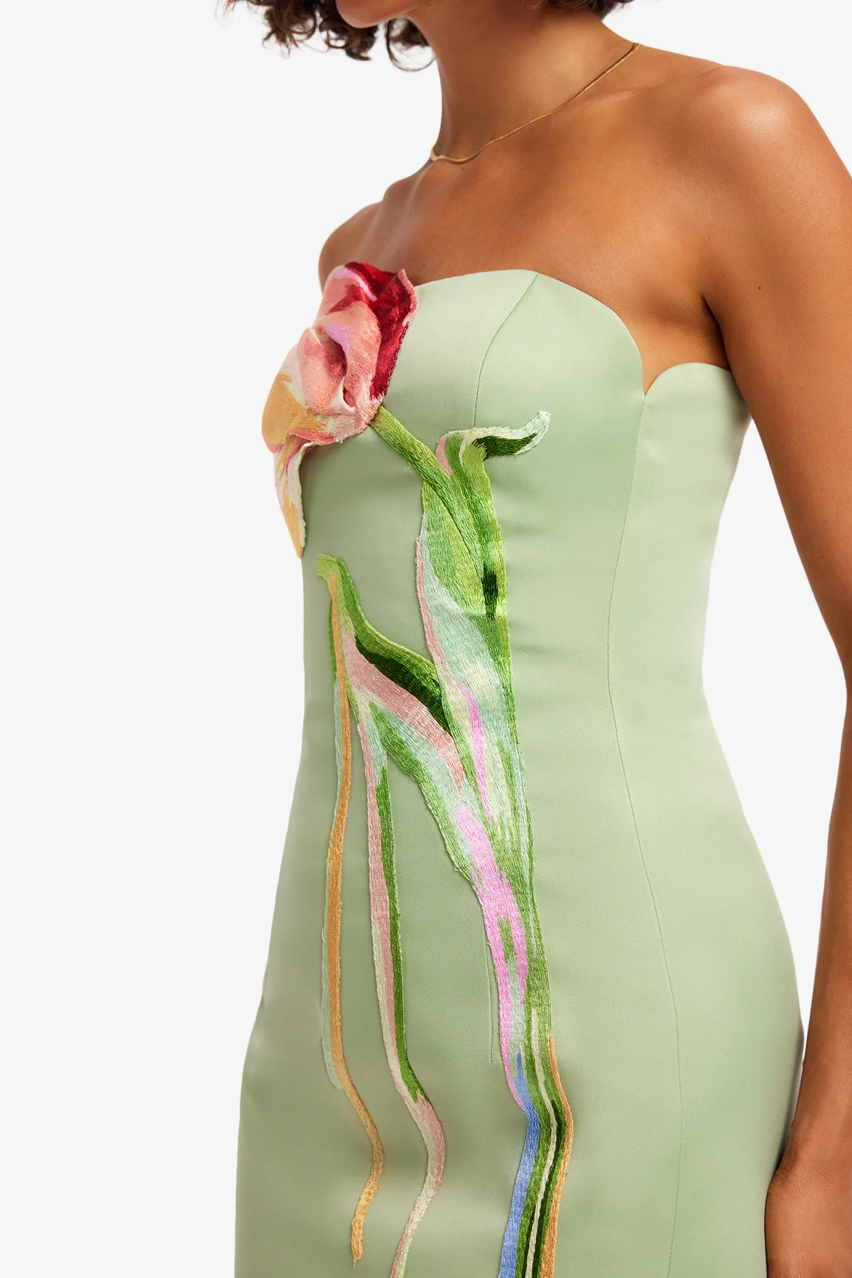 Leo Lin Marilyn Cutout Bustier Maxi Dress - Tulip Print in Green - Image 6