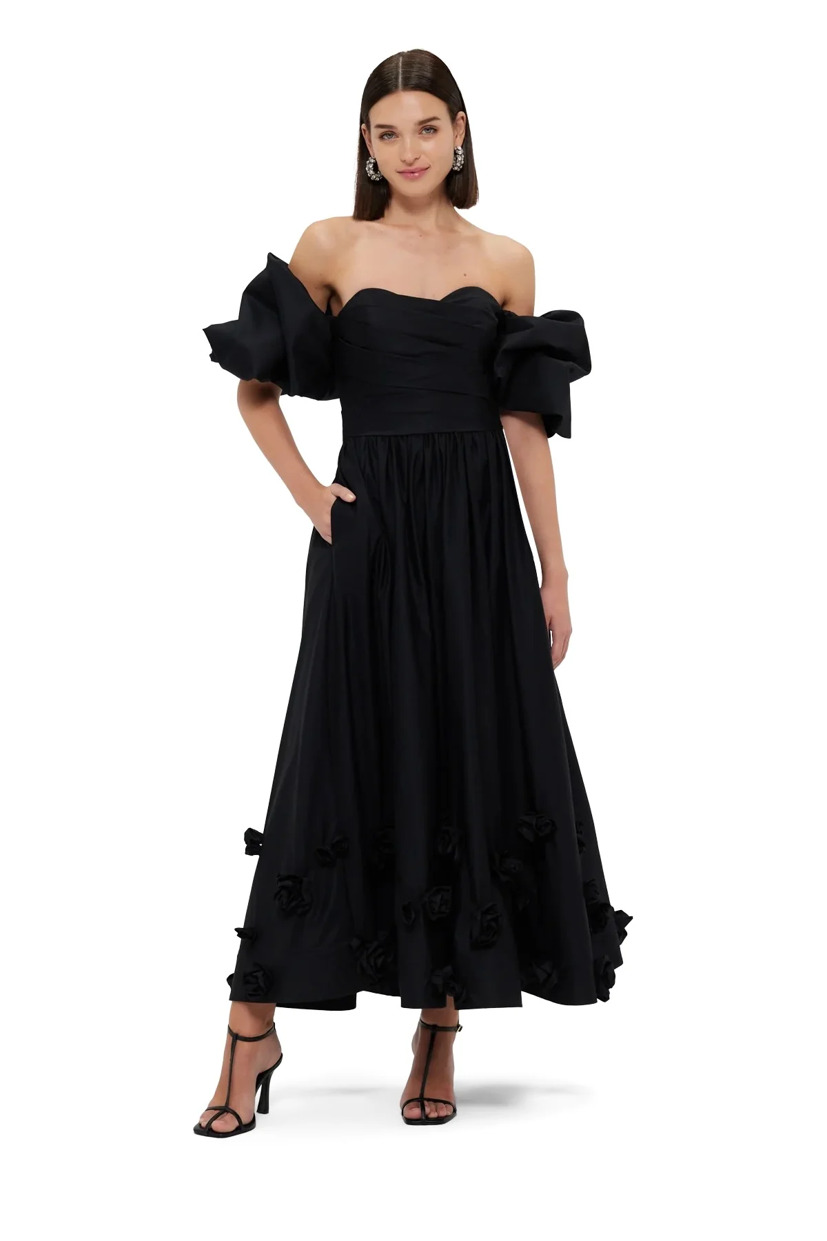 Leo Lin Miranda Rose Midi Dress - Ebony - Image 3
