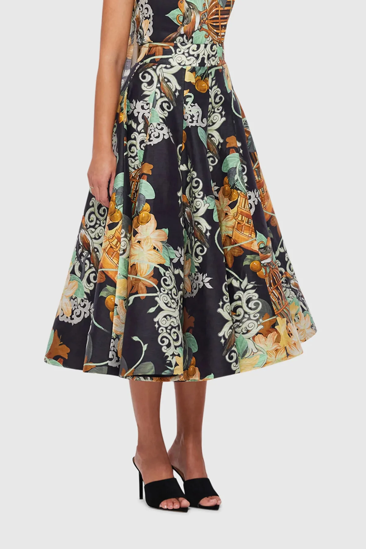 Leo Lin Myla Midi Skirt - Azalea Print in Twilight - Image 3