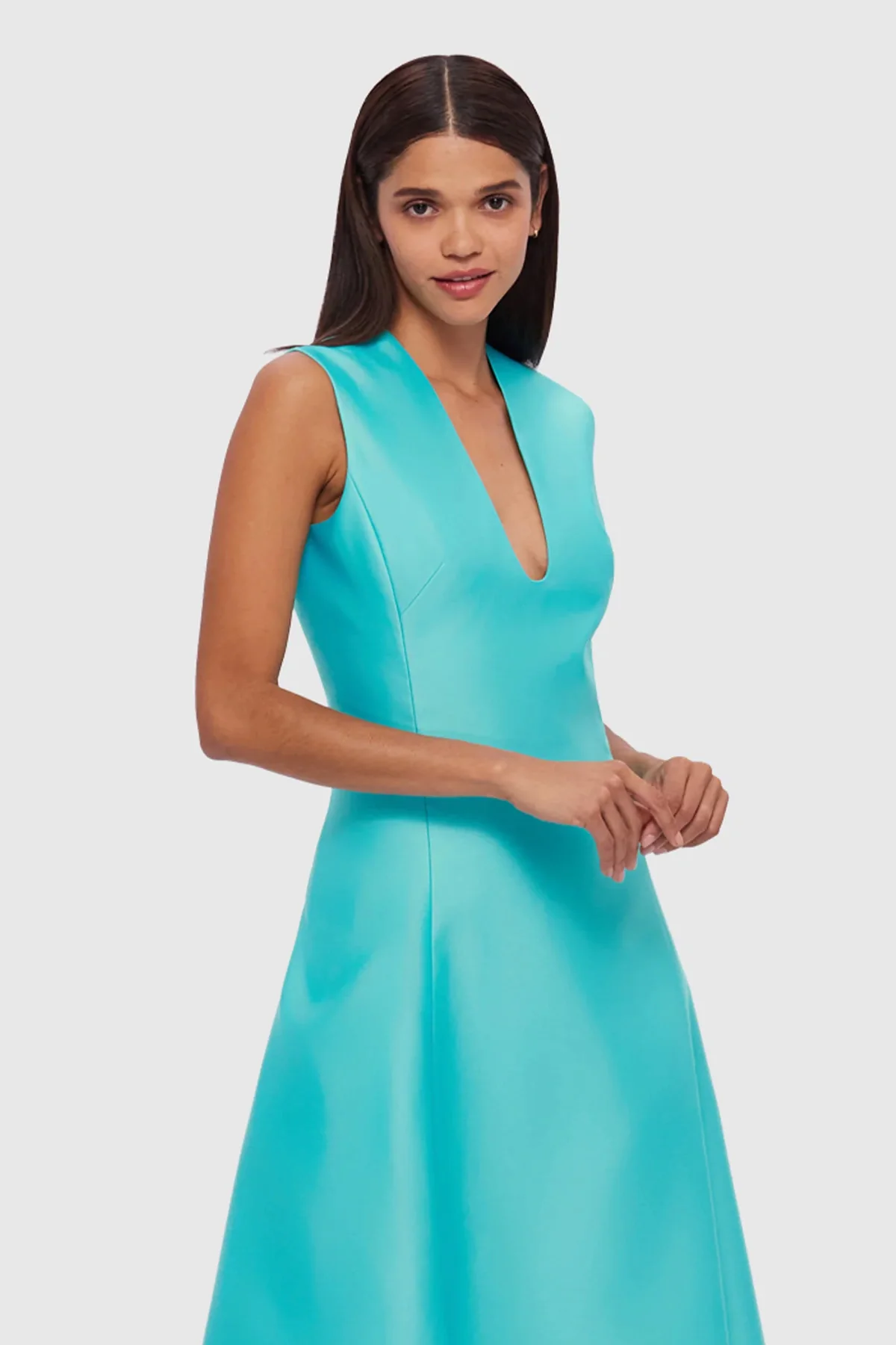 Leo Lin Nicola V Neck Midi Dress - Turquoise - Image 2