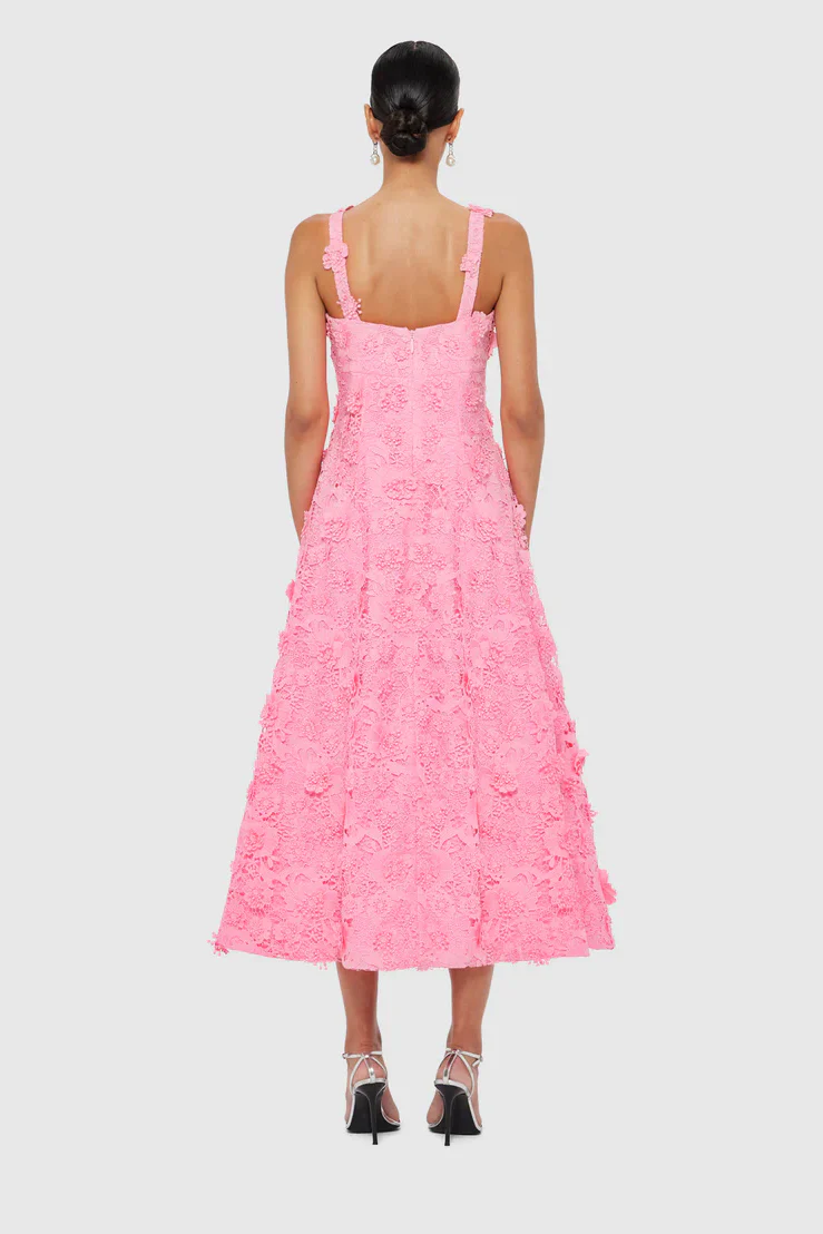 Leo Lin Odette Lace Midi Dress - Bubblegum - Image 6