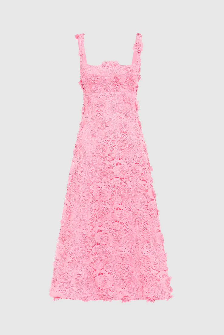 Leo Lin Odette Lace Midi Dress - Bubblegum - Image 8