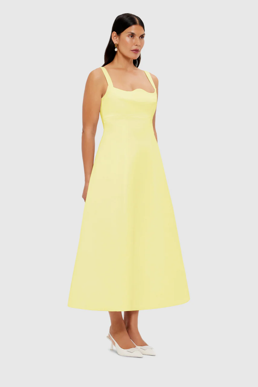 Leo Lin Odette Midi Dress - Sorbet Yellow - Image 4