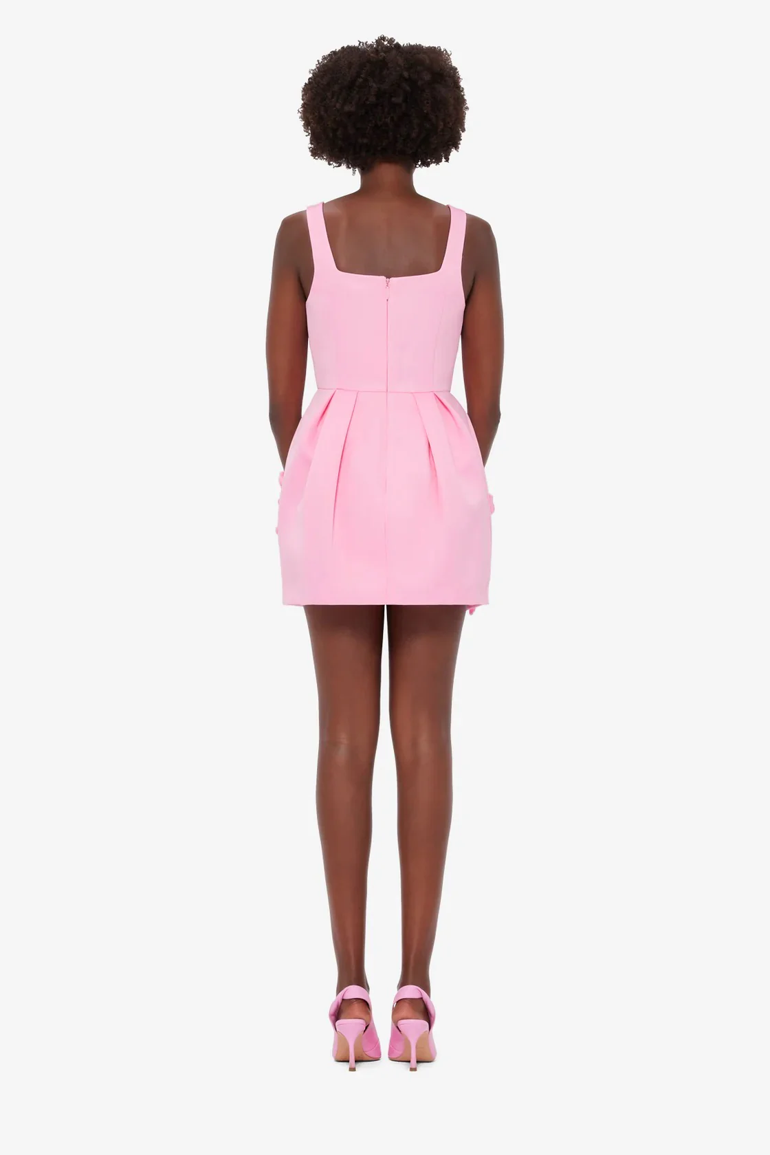 Leo Lin Piper Floral Applique Bell Shape Mini Dress - Baby Pink - Image 5
