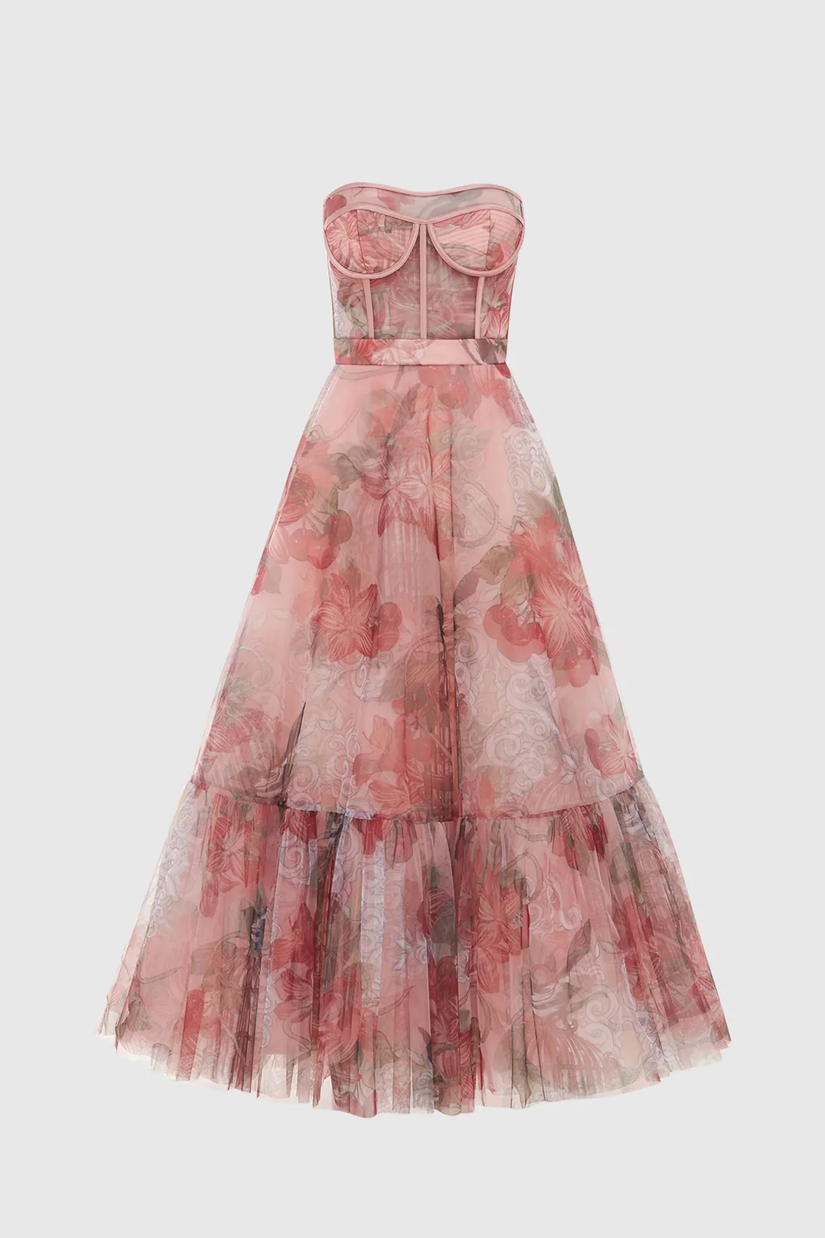 Leo Lin Rae Bustier Midi Dress - Azalea Print in Fortune - Image 3