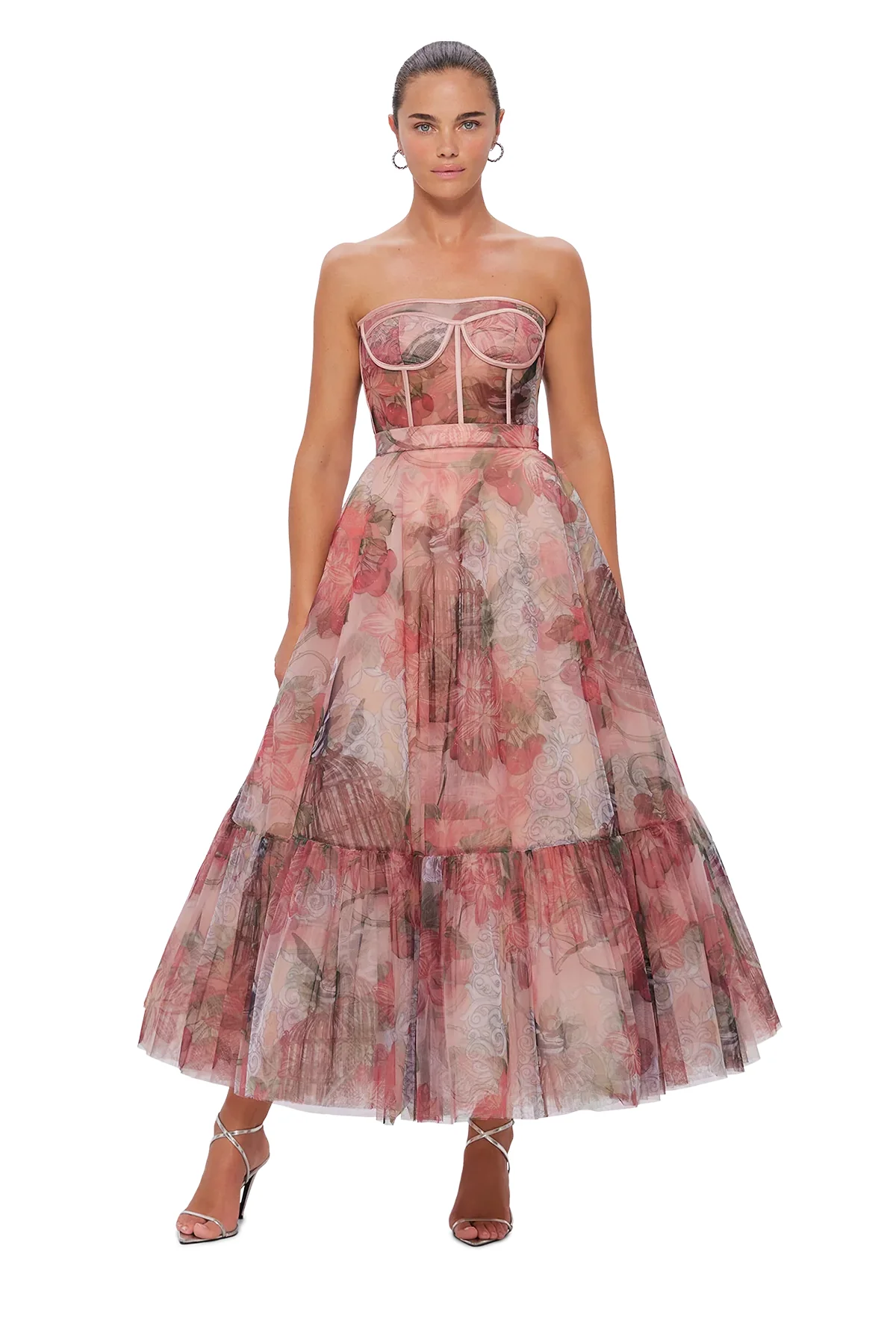 Leo Lin Rae Bustier Midi Dress - Azalea Print in Fortune - Image 5