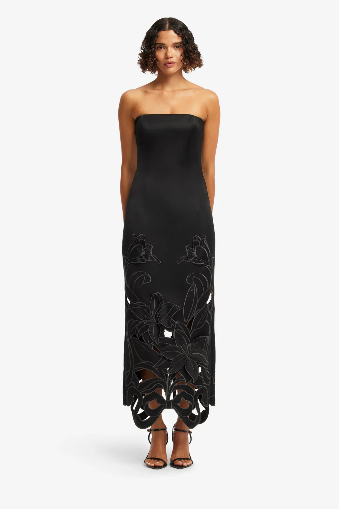 Leo Lin Rayna Appliqué Bustier Maxi Dress - Lily in Ebony