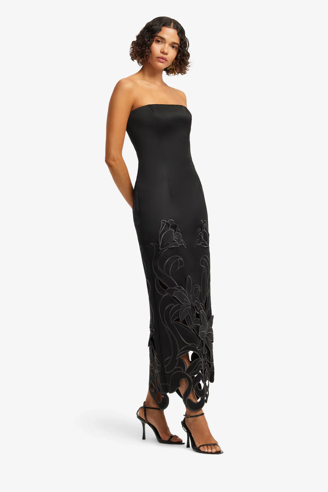Leo Lin Rayna Appliqué Bustier Maxi Dress - Lily in Ebony - Image 2