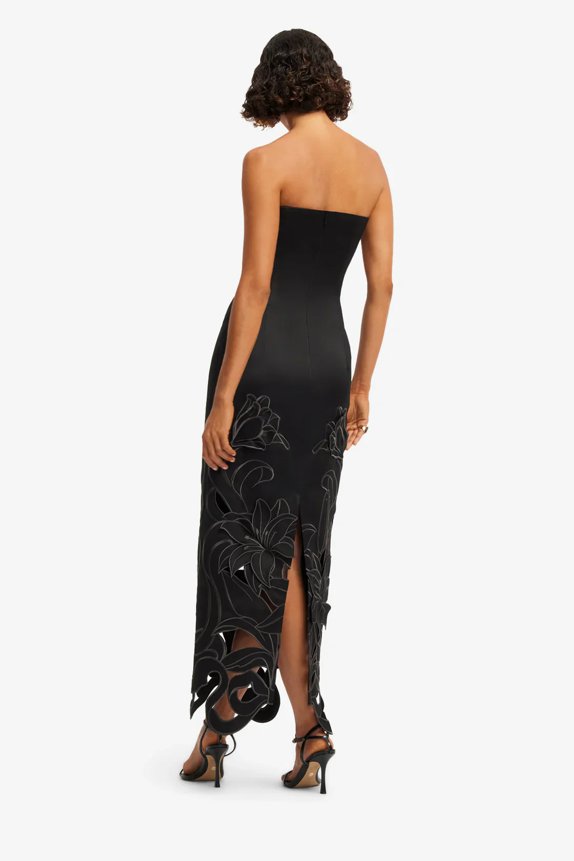 Leo Lin Rayna Appliqué Bustier Maxi Dress - Lily in Ebony - Image 3