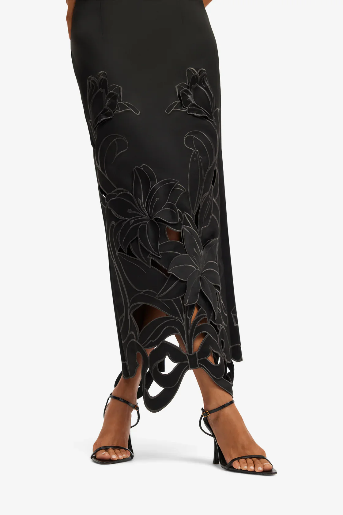 Leo Lin Rayna Appliqué Bustier Maxi Dress - Lily in Ebony - Image 4