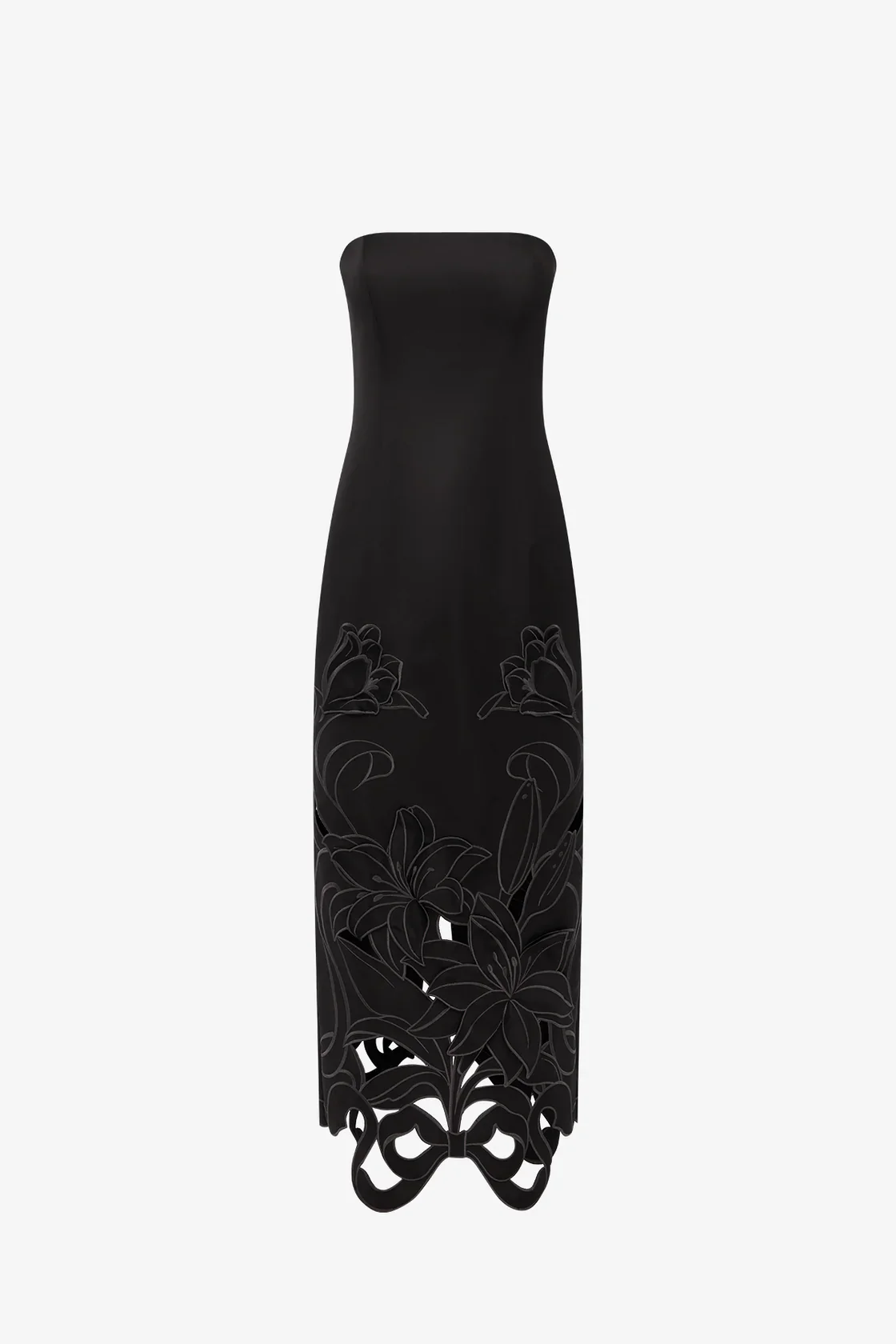 Leo Lin Rayna Appliqué Bustier Maxi Dress - Lily in Ebony - Image 5