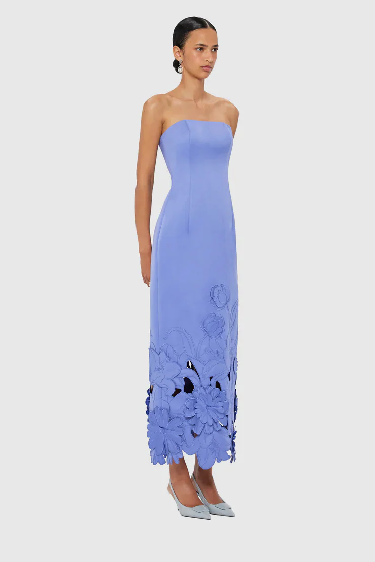 Leo Lin Rayna Appliqué Bustier Maxi Dress - Moonlight - Image 3