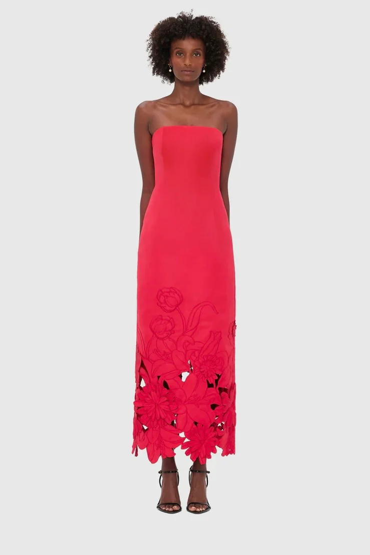 Leo Lin Rayna Appliqué Bustier Maxi Dress - Rosa