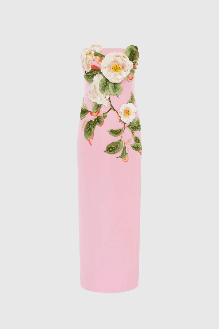 Leo Lin Rayna Appliqué Floral Bustier Maxi Dress - Camelia Print - Image 5