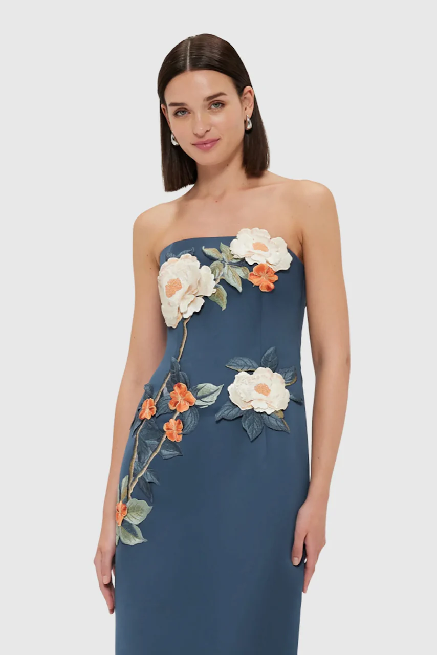 Leo Lin Rayna Appliqué Floral Bustier Maxi Dress - Pear Blossom - Image 2