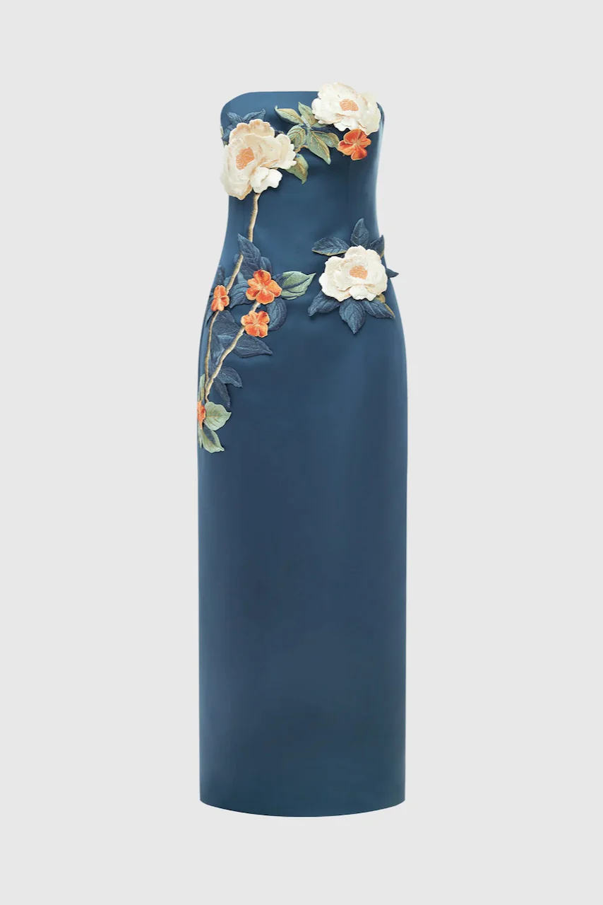 Leo Lin Rayna Appliqué Floral Bustier Maxi Dress - Pear Blossom - Image 3