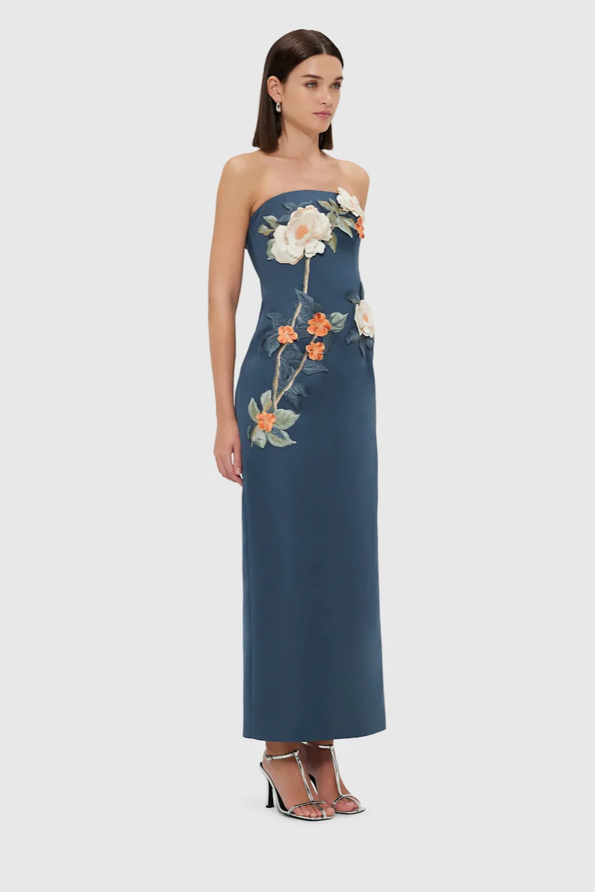 Leo Lin Rayna Appliqué Floral Bustier Maxi Dress - Pear Blossom - Image 5