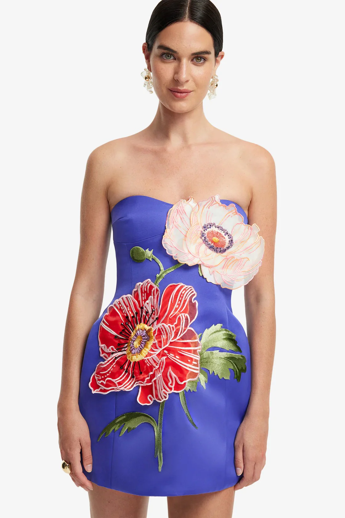 Leo Lin Rosario Appliqué Bustier Mini Dress - Lapis - Image 5