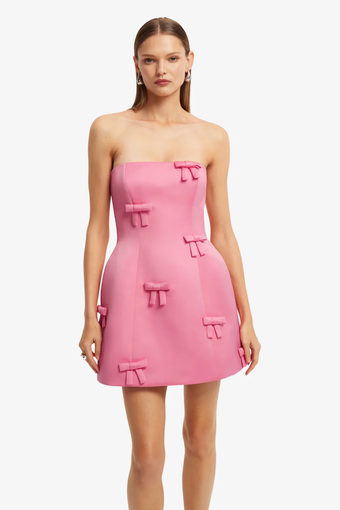 Leo Lin Roselle Bow Mini Dress - Fuchsia - Image 2