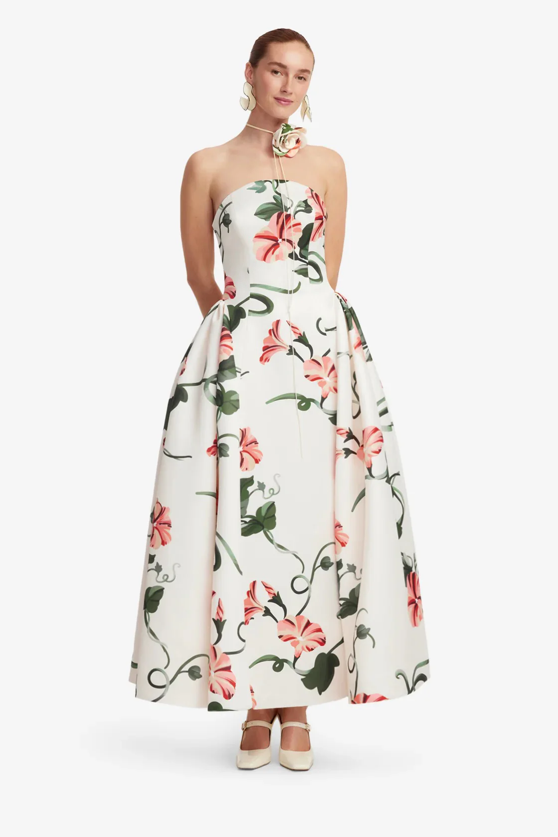 Leo Lin Violet Bustier Maxi Dress - Vine Print in Snow - Image 2