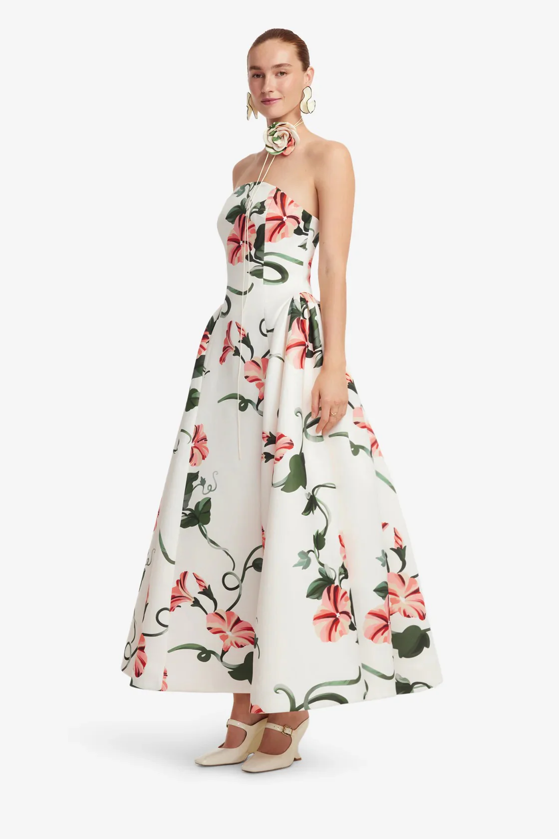 Leo Lin Violet Bustier Maxi Dress - Vine Print in Snow - Image 3