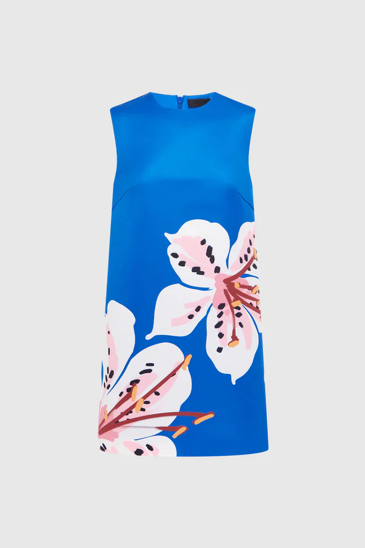 Leo Lin Yvonne Mini Dress - Lily Print in Cobalt - Image 5
