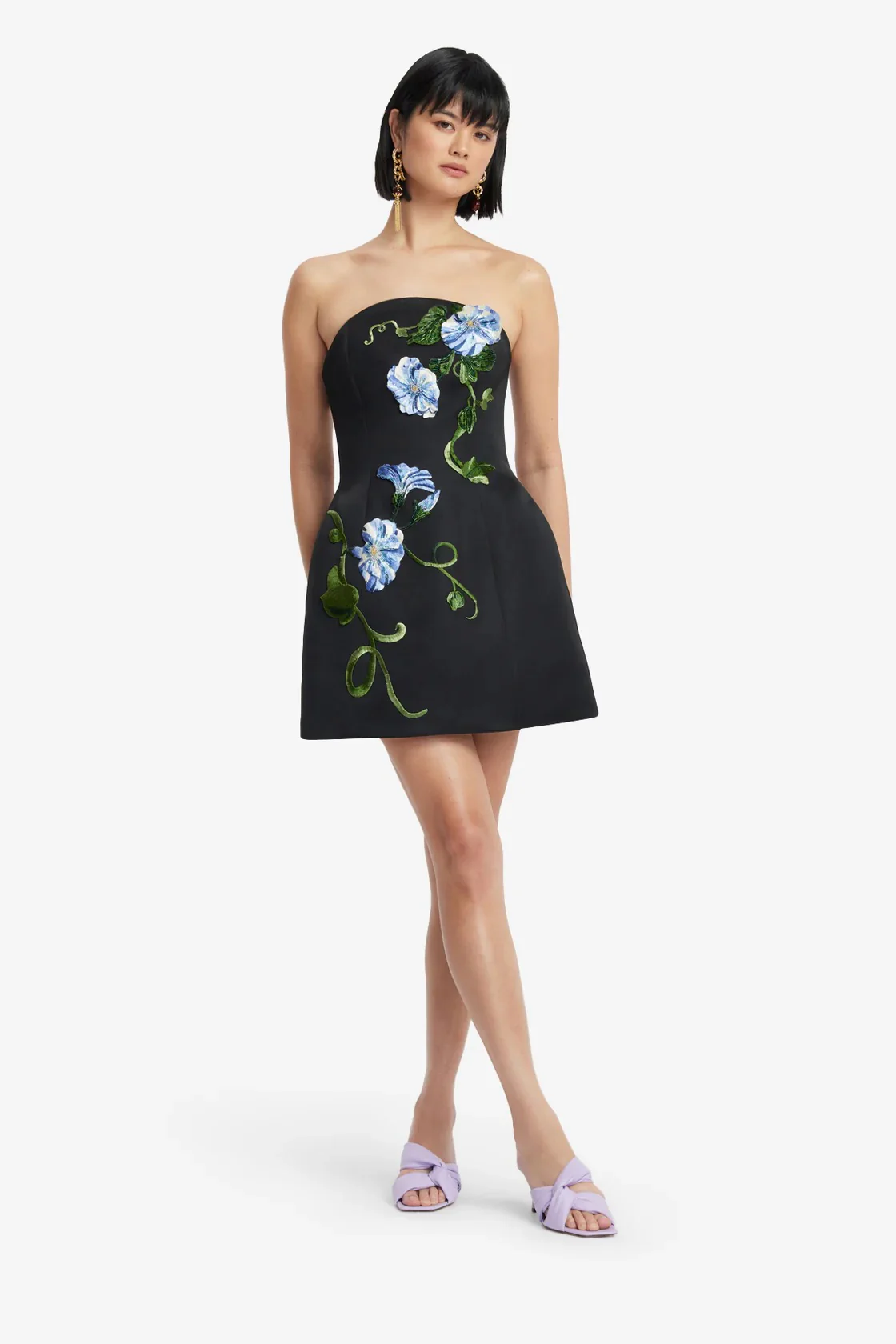 Leo Lin Zaria Appliqué Bustier Mini Dress - Vine Print in Ebony - Image 2