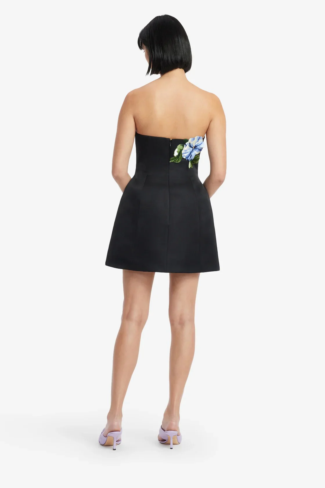 Leo Lin Zaria Appliqué Bustier Mini Dress - Vine Print in Ebony - Image 4