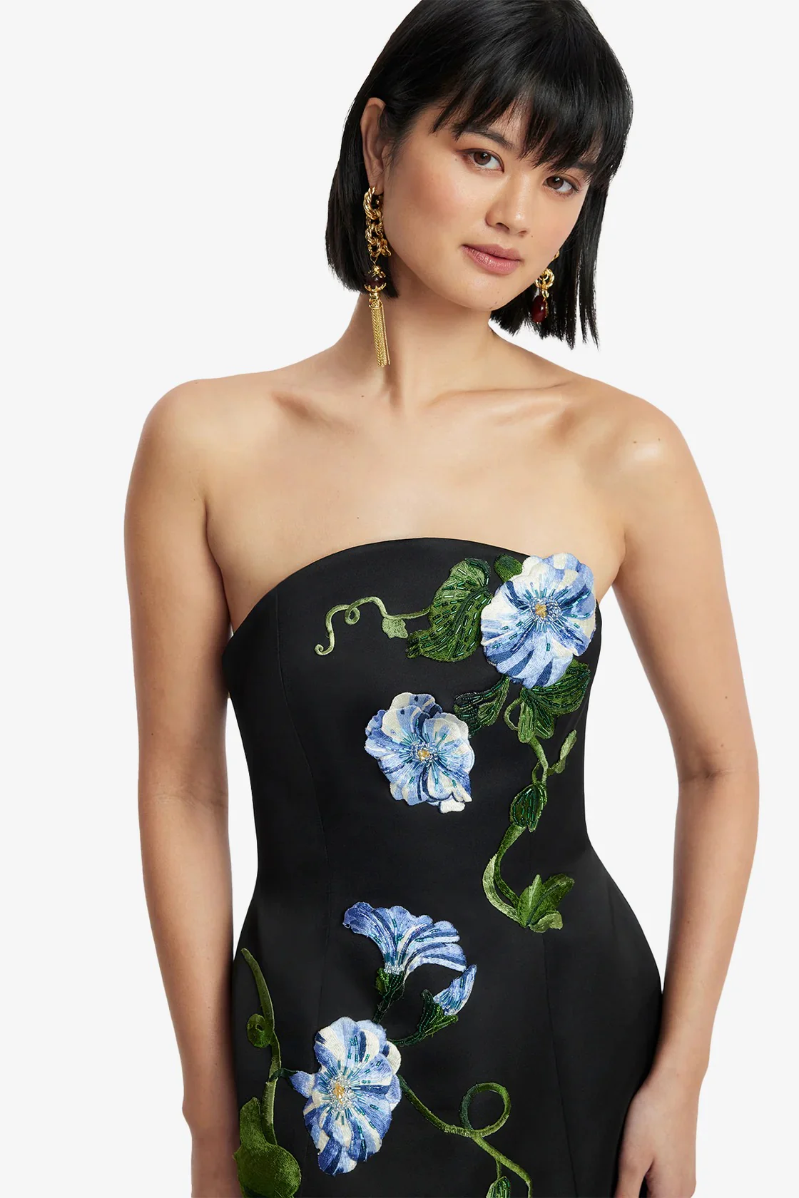 Leo Lin Zaria Appliqué Bustier Mini Dress - Vine Print in Ebony - Image 5