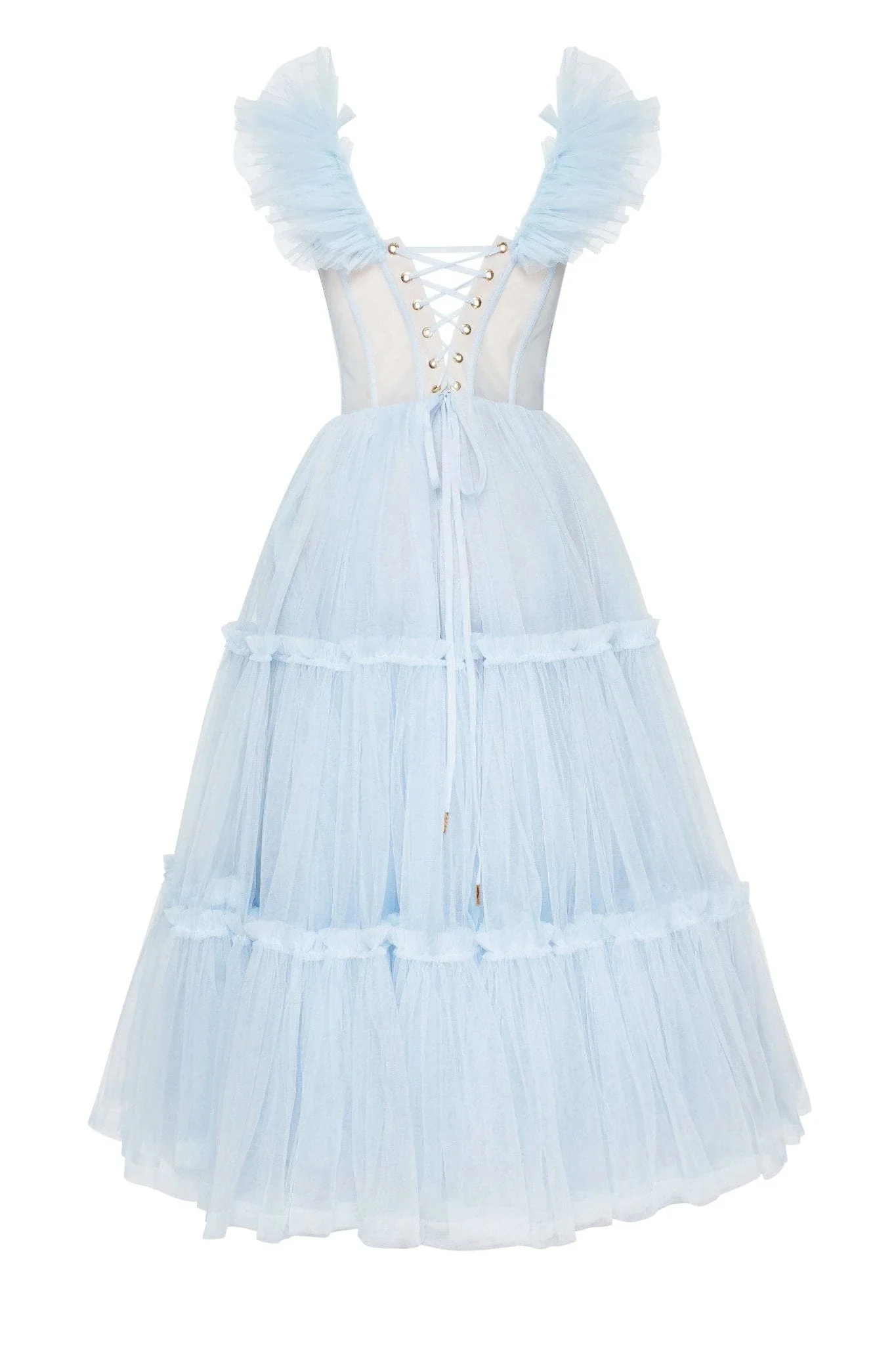 Milla Ruffled Tulle Midi Dress - Light Blue - Image 5