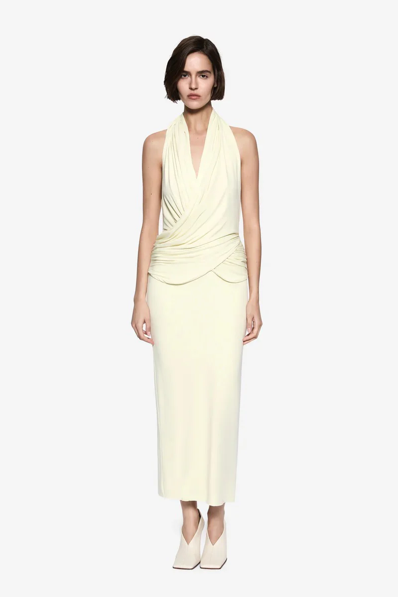 Misha Cabana Cupro Dress - Lemon