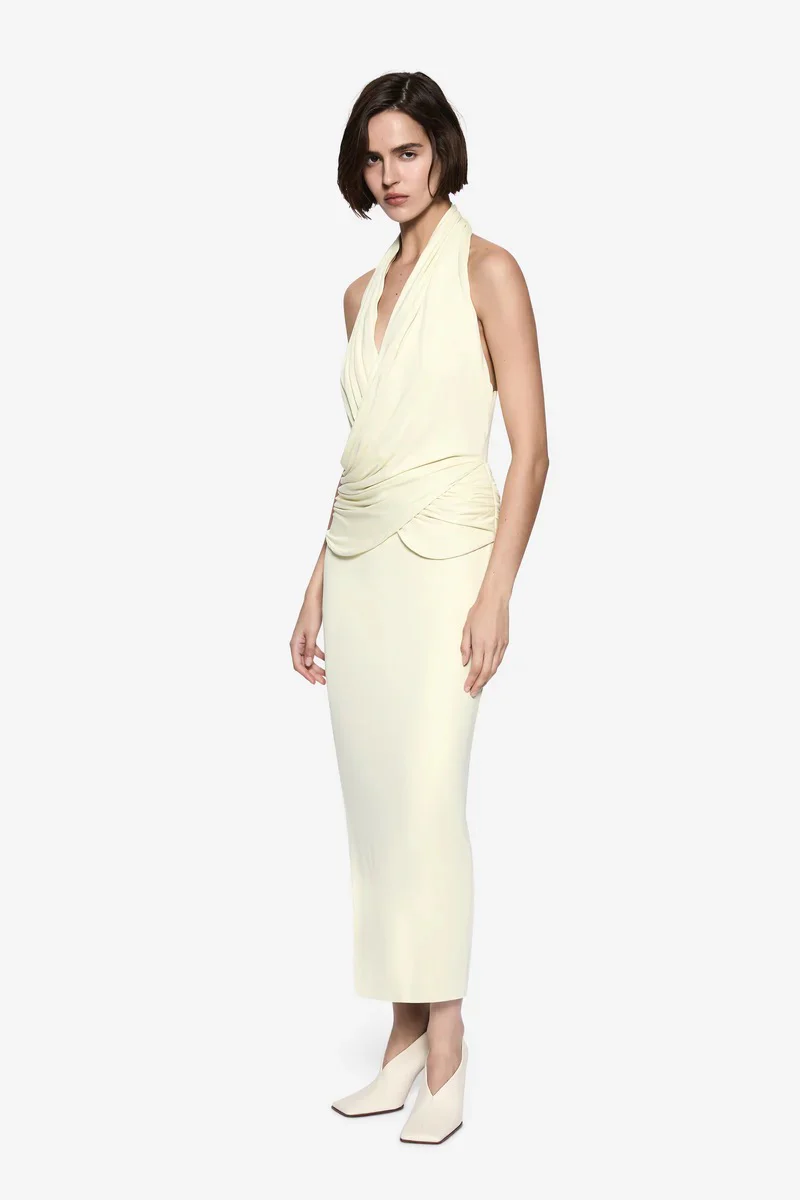 Misha Cabana Cupro Dress - Lemon - Image 2