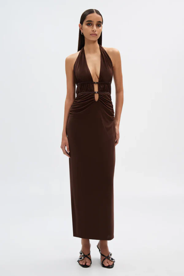 Misha Celine Mesh Dress - Espresso - Image 2