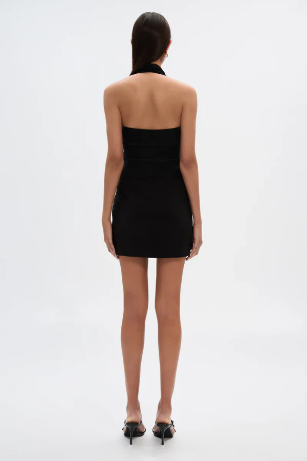 Misha Celine Twill Mini Dress - Black - Image 3