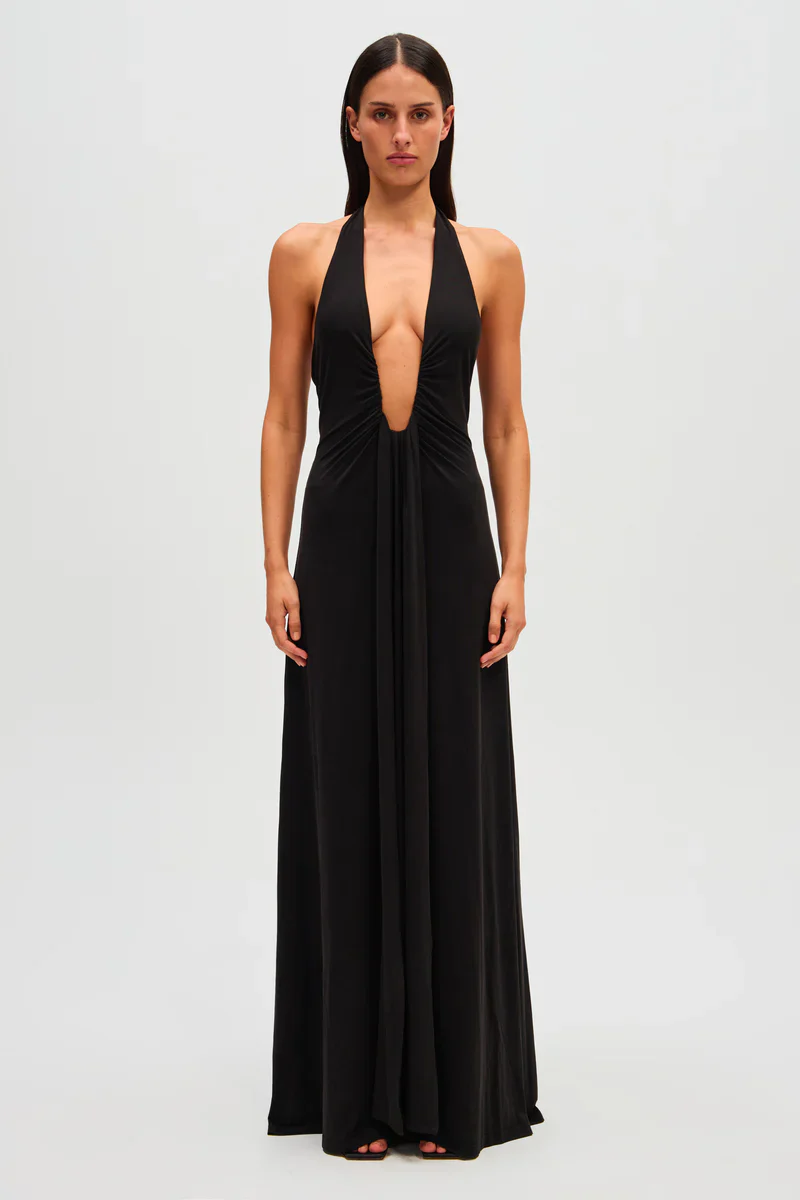 Misha Jennifer Cupro Maxi Dress - Black