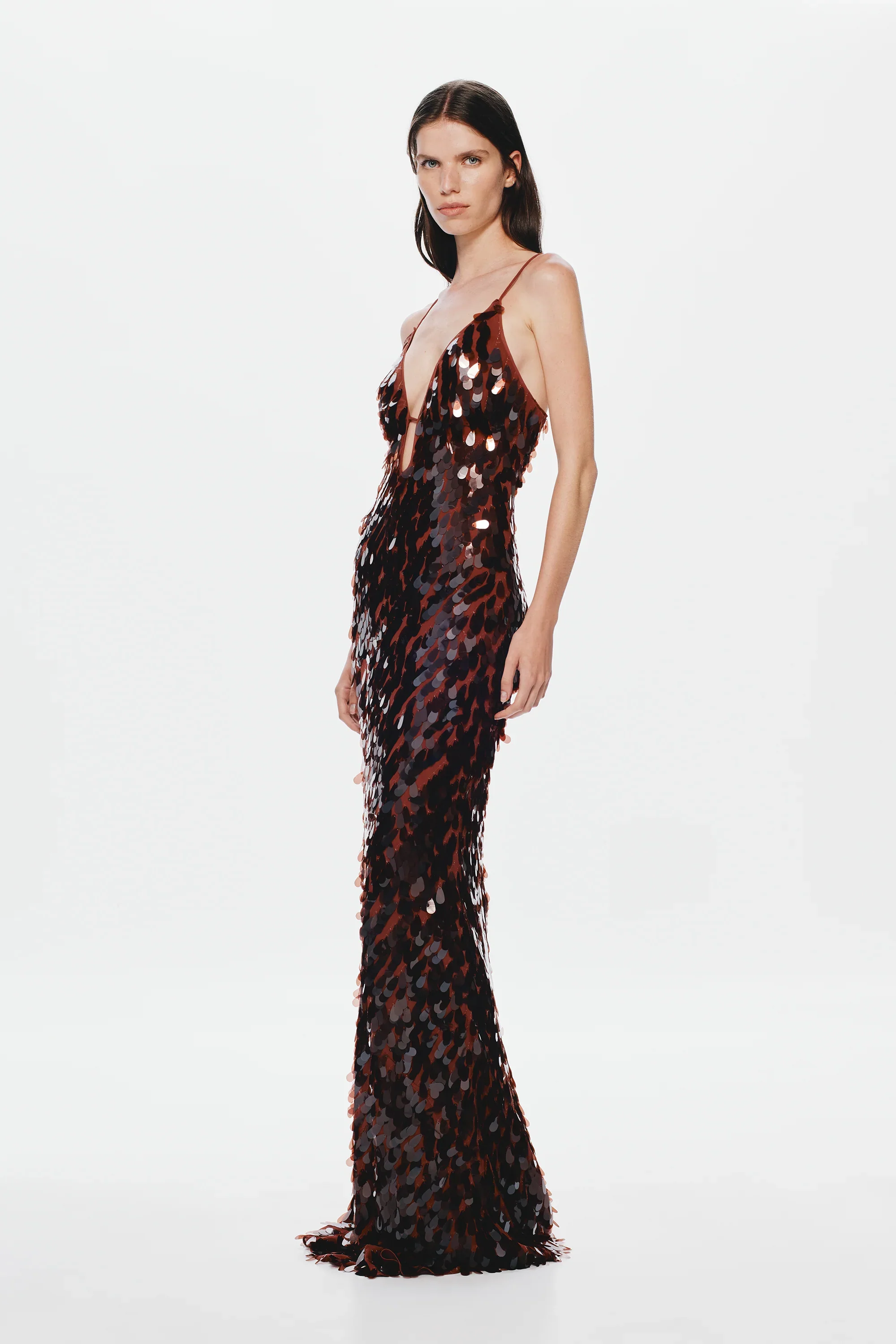 Misha Collection Sapphire Sequin Maxi Dress - Fig - Image 2