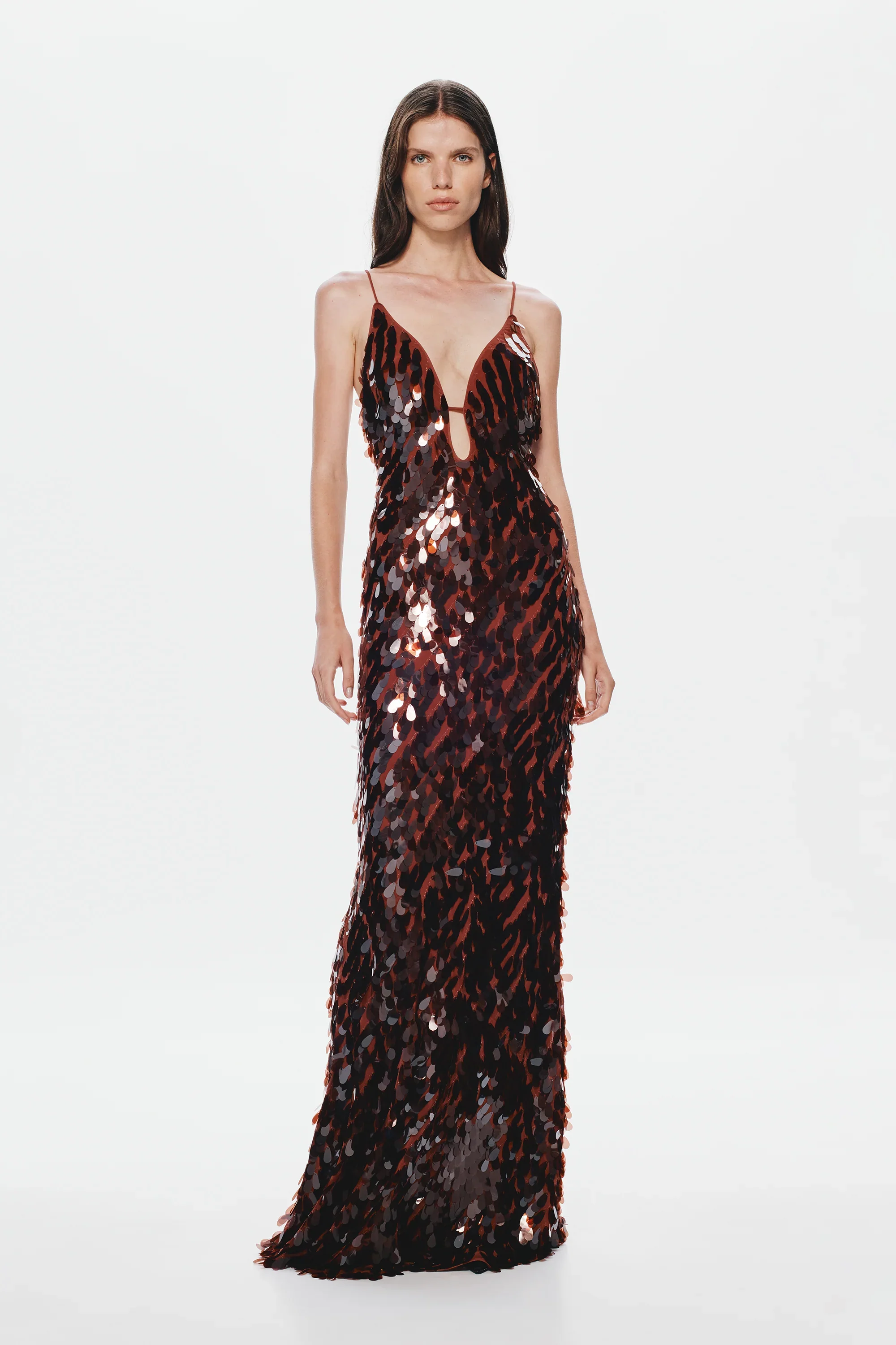 Misha Collection Sapphire Sequin Maxi Dress - Fig - Image 3