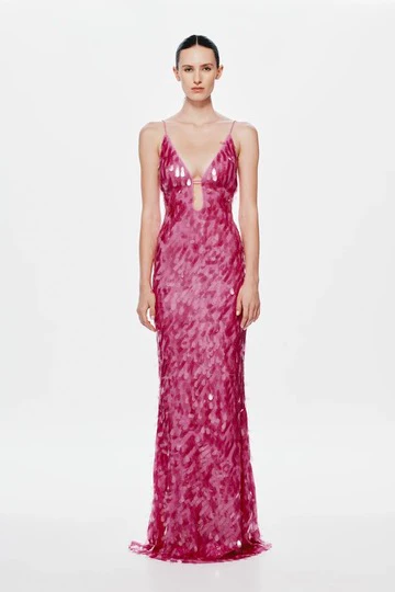 Misha Collection Sapphire Sequin Maxi Dress - Fuchsia