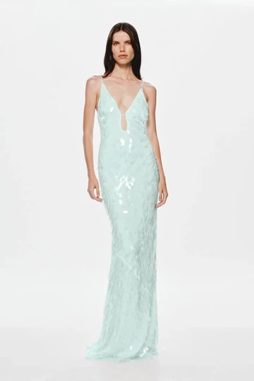 Misha Collection Sapphire Sequin Maxi Dress - Mint
