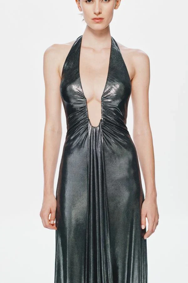 Misha Jennifer Foil Dress - Black - Image 3
