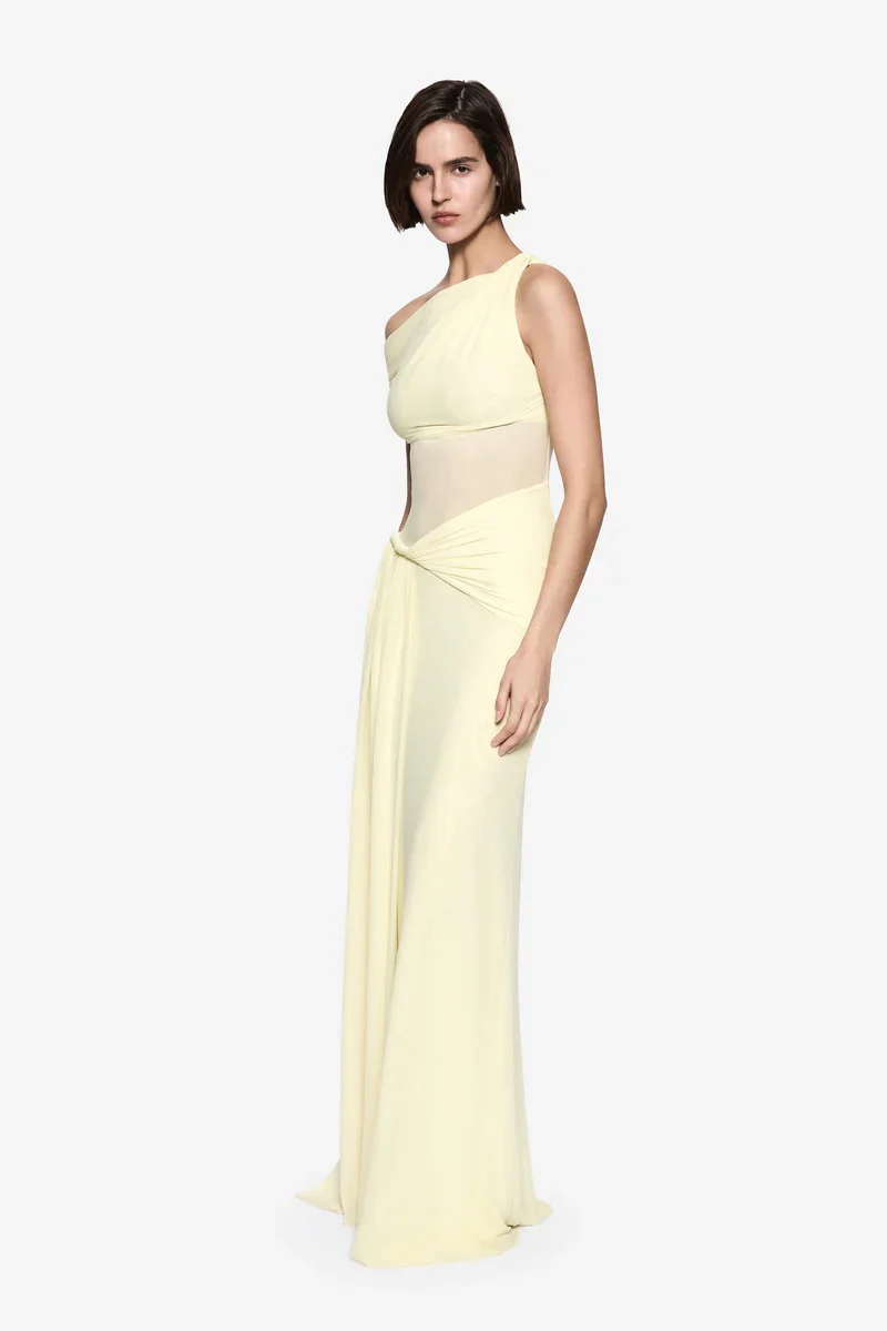 Misha Sisal Mesh Maxi Dress - Lemon - Image 2