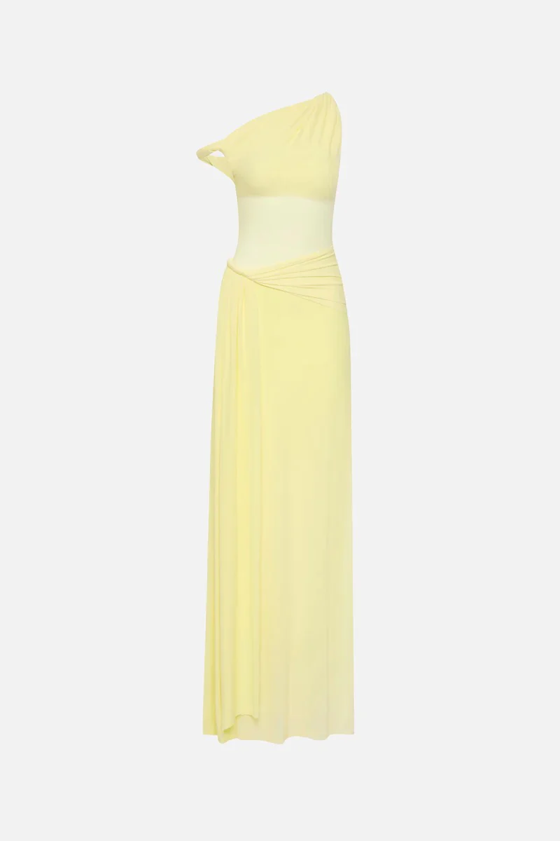 Misha Sisal Mesh Maxi Dress - Lemon - Image 4