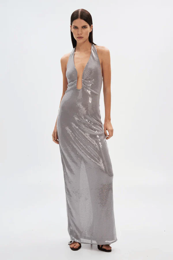 Misha The Alusia Sequin Gown - Pewter - Image 2