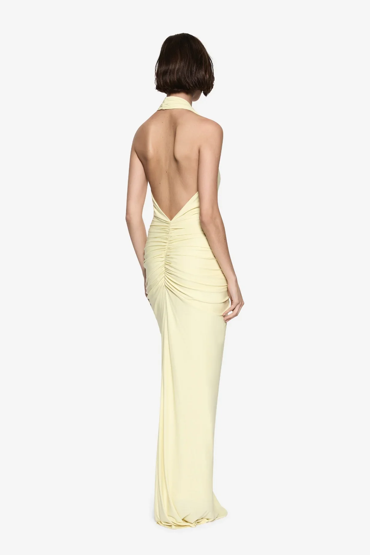 Misha Venus Gathered Cupro Dress - Lemon - Image 3