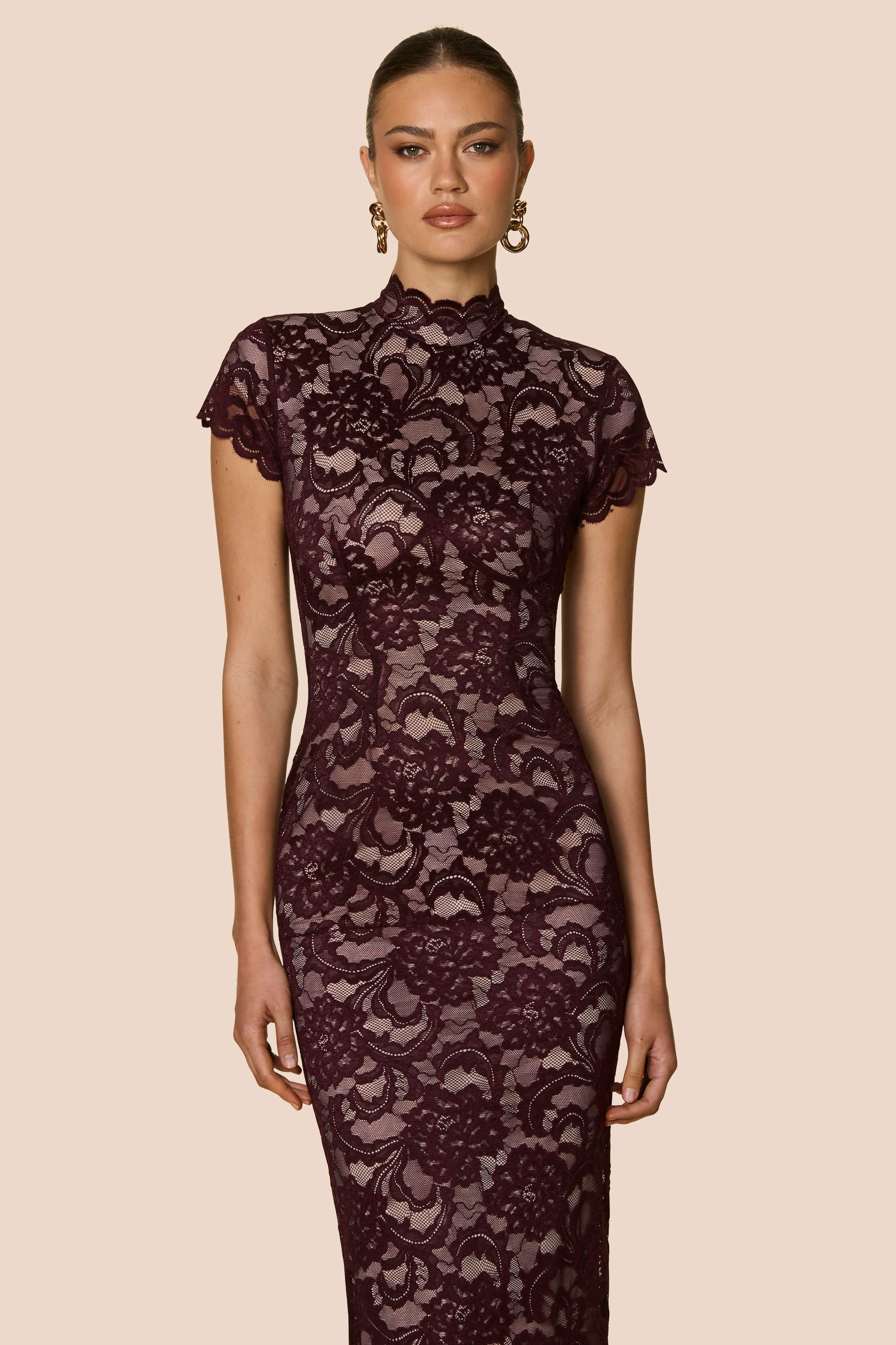 Nookie Alessia Midi Dress - Wine - Image 4
